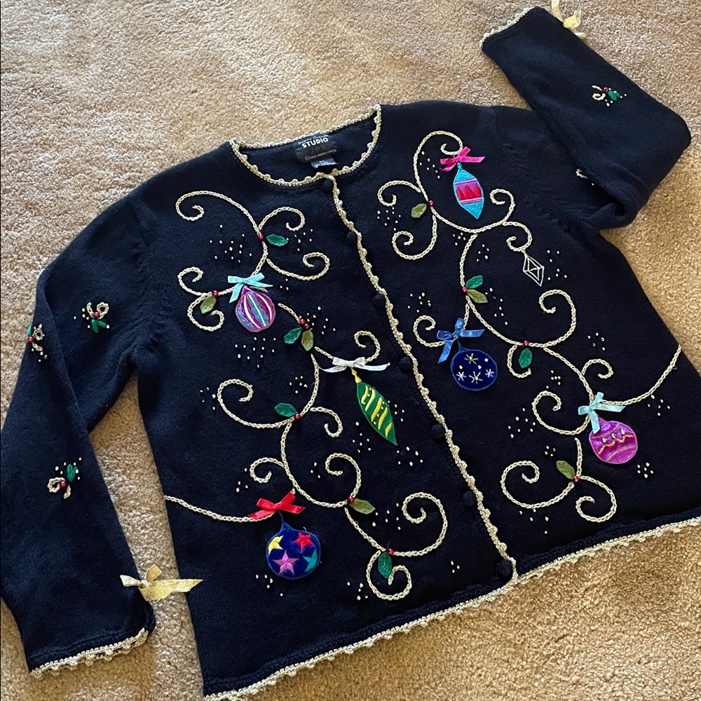 UGLY? Christmas Holiday Sweater by Designers Originals, Like New! Size Petite L - Picture 15 of 15